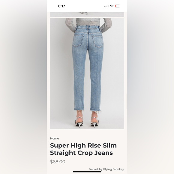 NWOT Super High Rise Slim Straight Crop Jeans from Vervet by Flying Monkey - Picture 2 of 12